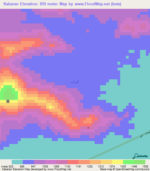 Kabaran,Yemen Elevation Map