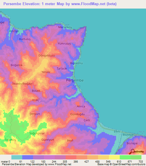 Persembe,Turkey Elevation Map