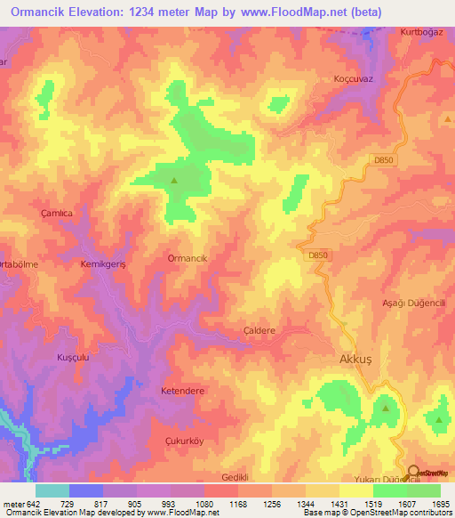 Ormancik,Turkey Elevation Map