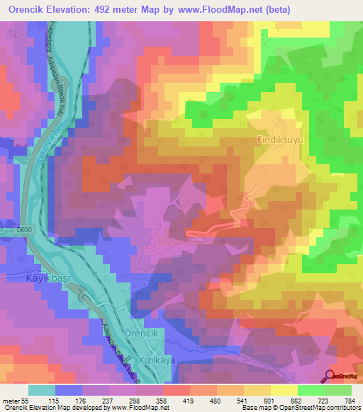 Orencik,Turkey Elevation Map