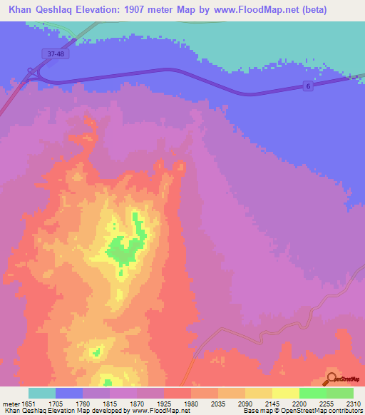 Khan Qeshlaq,Iran Elevation Map