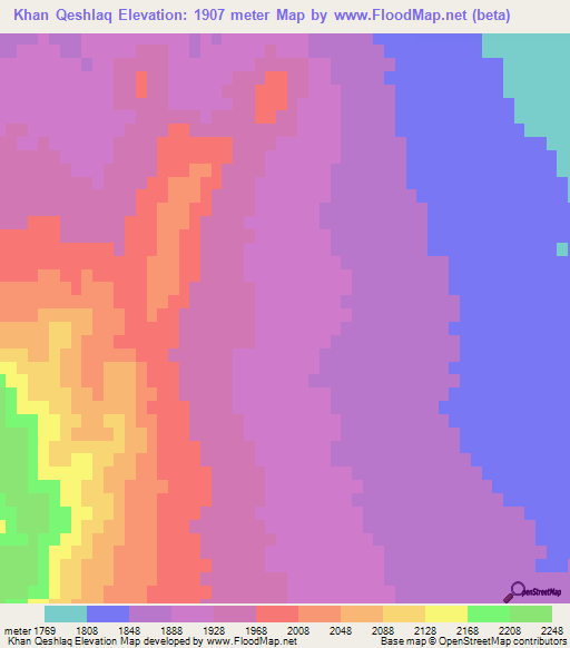 Khan Qeshlaq,Iran Elevation Map