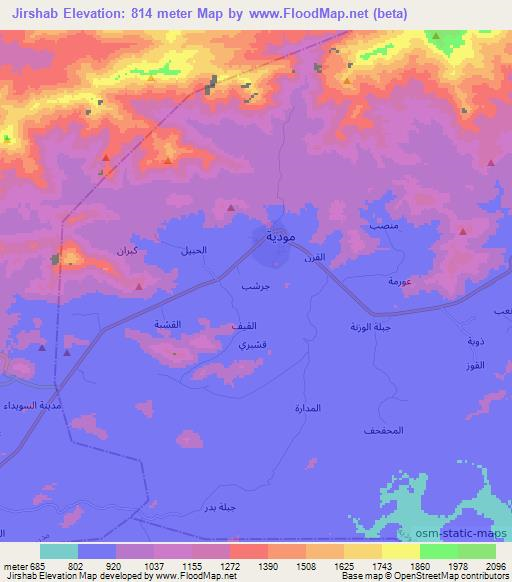 Jirshab,Yemen Elevation Map