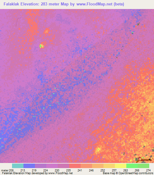 Falaklak,Mauritania Elevation Map