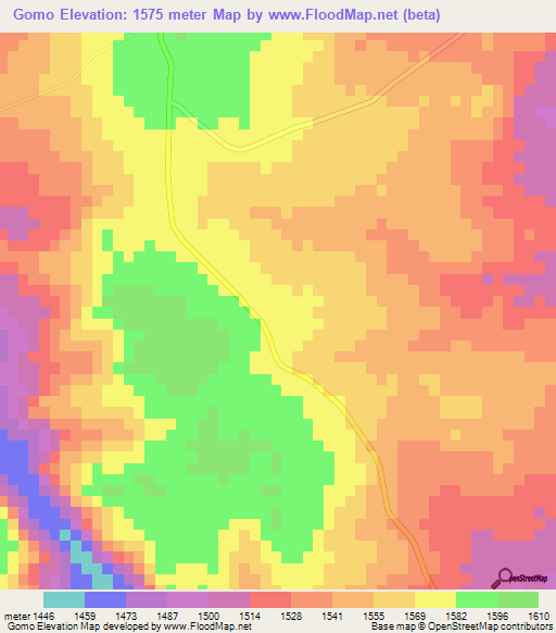 Gomo,Zimbabwe Elevation Map