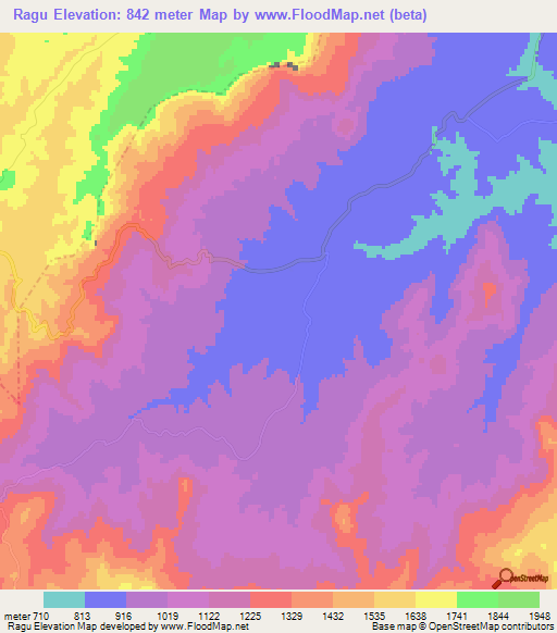 Ragu,Zimbabwe Elevation Map