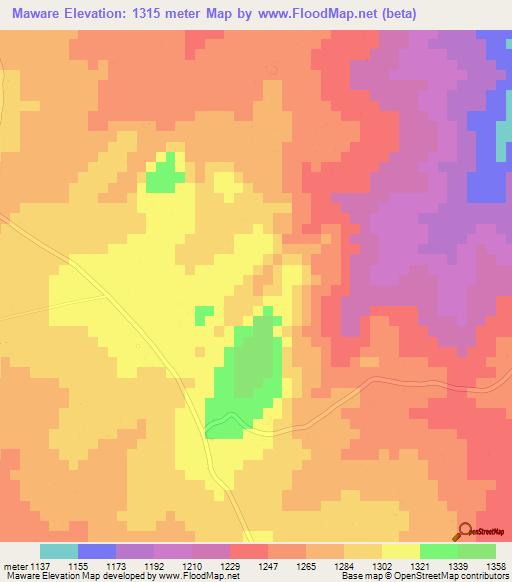 Maware,Zimbabwe Elevation Map