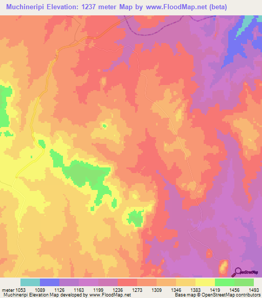 Muchineripi,Zimbabwe Elevation Map