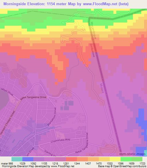Morningside,Zimbabwe Elevation Map