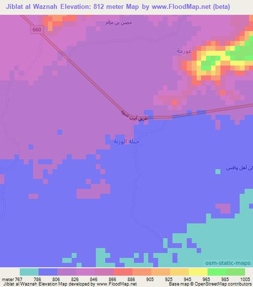 Jiblat al Waznah,Yemen Elevation Map