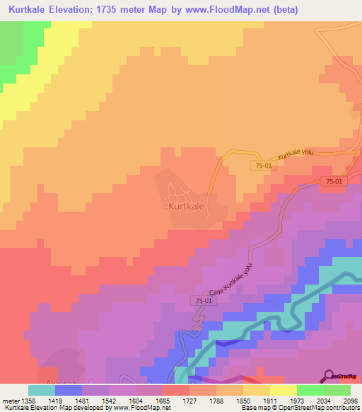 Kurtkale,Turkey Elevation Map