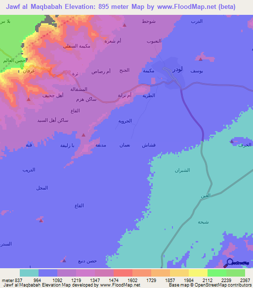 Jawf al Maqbabah,Yemen Elevation Map