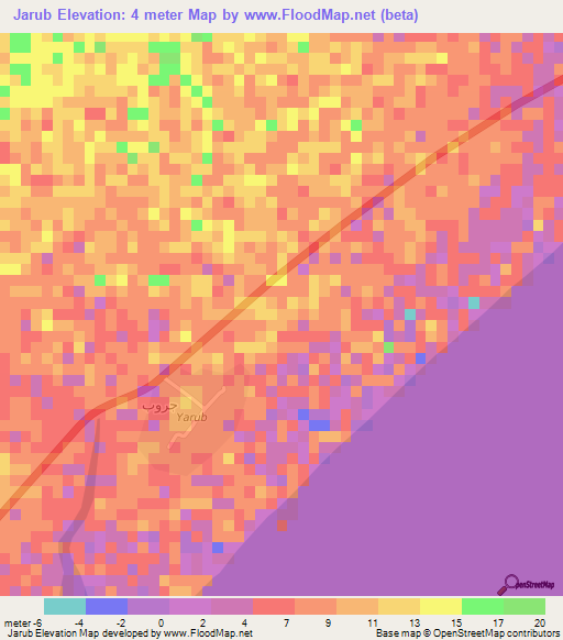 Jarub,Yemen Elevation Map