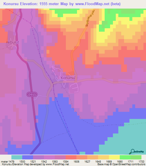 Konursu,Turkey Elevation Map