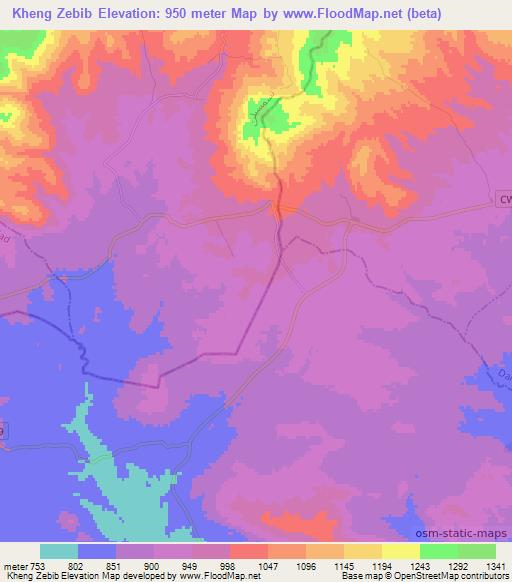Kheng Zebib,Algeria Elevation Map
