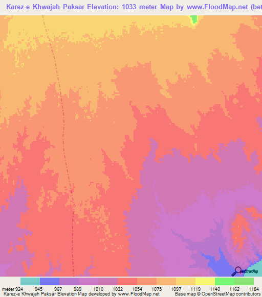 Karez-e Khwajah Paksar,Afghanistan Elevation Map