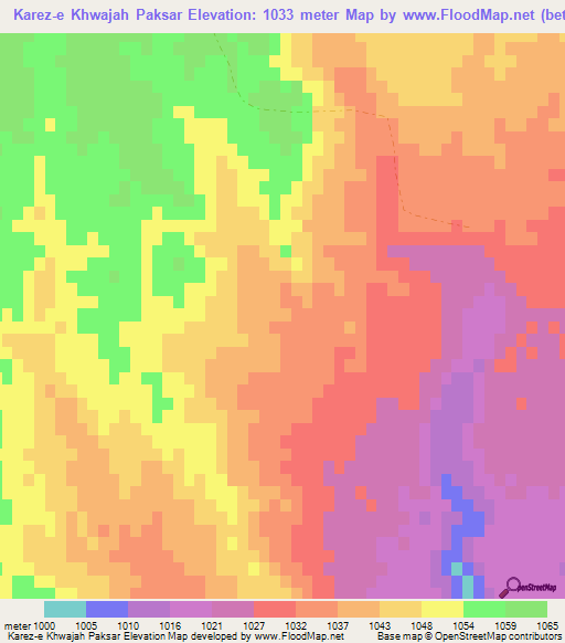 Karez-e Khwajah Paksar,Afghanistan Elevation Map