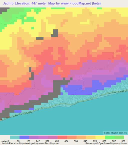 Jadhib,Yemen Elevation Map