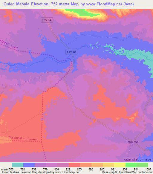 Ouled Mehaia,Algeria Elevation Map