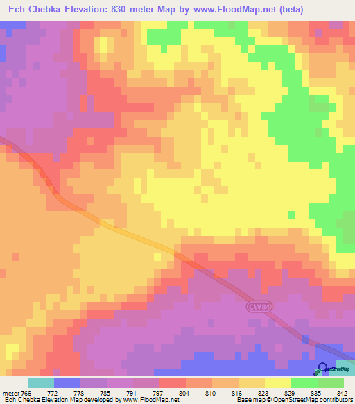 Ech Chebka,Algeria Elevation Map
