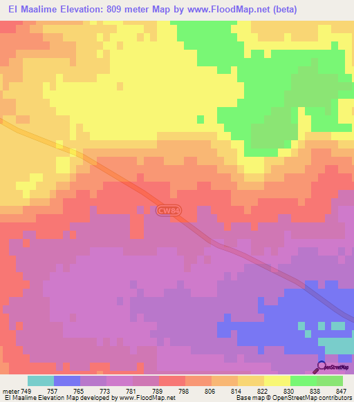El Maalime,Algeria Elevation Map