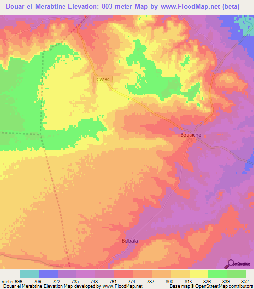 Douar el Merabtine,Algeria Elevation Map