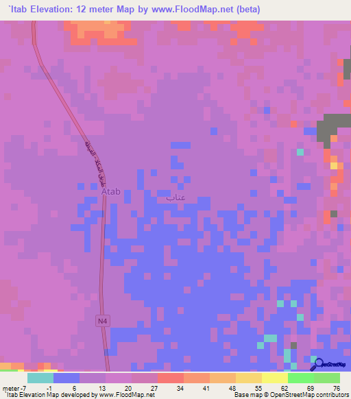 `Itab,Yemen Elevation Map