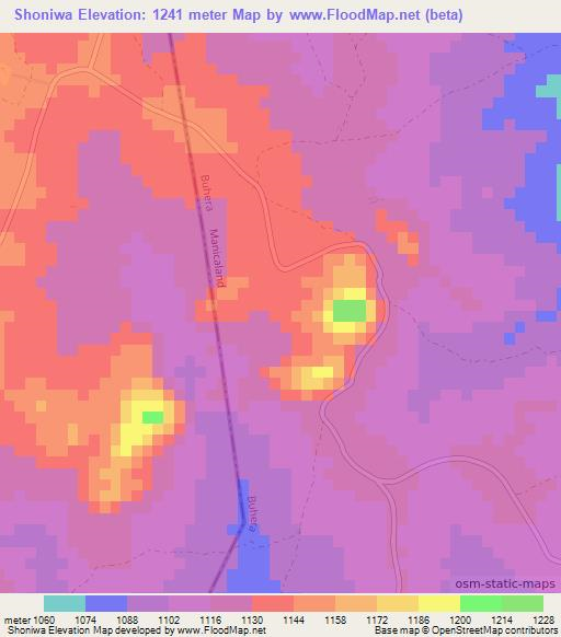 Shoniwa,Zimbabwe Elevation Map