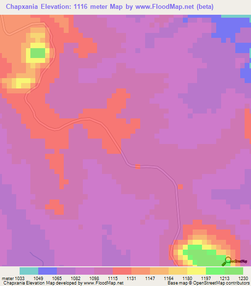 Chapxania,Zimbabwe Elevation Map