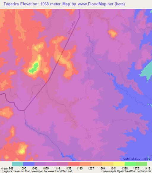 Tagarira,Zimbabwe Elevation Map