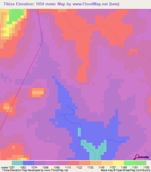 Tikiza,Zimbabwe Elevation Map