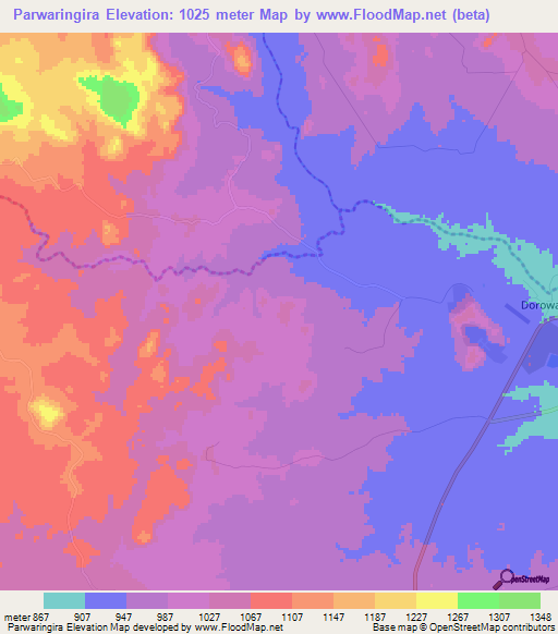 Parwaringira,Zimbabwe Elevation Map