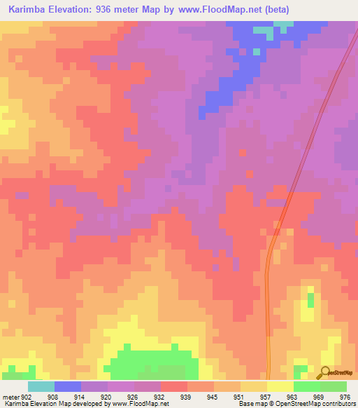 Karimba,Zimbabwe Elevation Map
