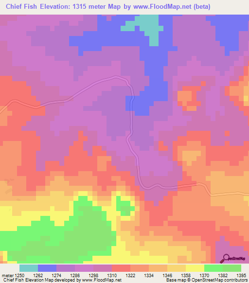 Chief Fish,Zimbabwe Elevation Map