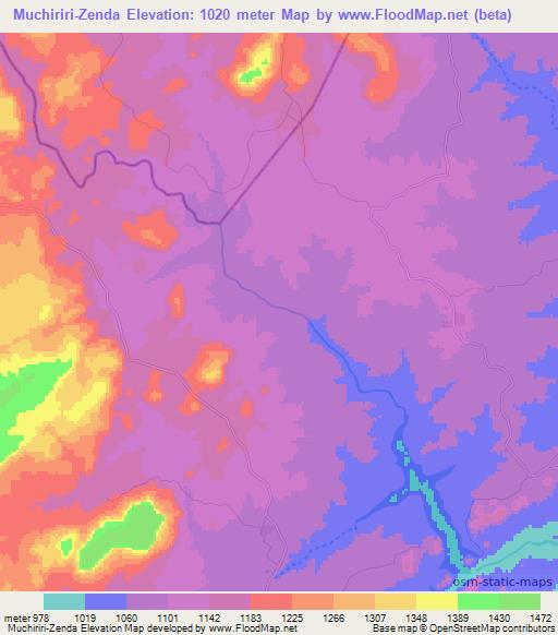 Muchiriri-Zenda,Zimbabwe Elevation Map