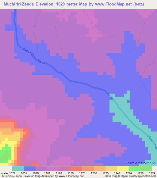Muchiriri-Zenda,Zimbabwe Elevation Map