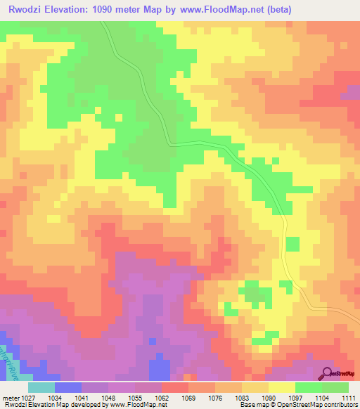 Rwodzi,Zimbabwe Elevation Map