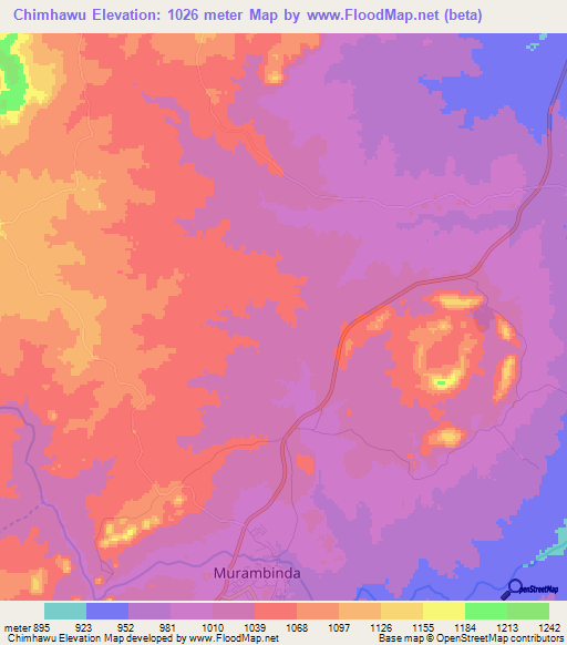 Chimhawu,Zimbabwe Elevation Map