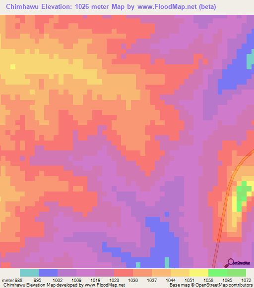Chimhawu,Zimbabwe Elevation Map