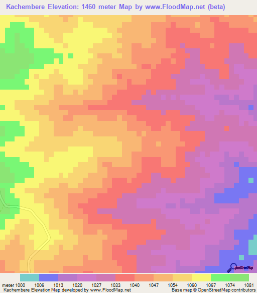 Kachembere,Zimbabwe Elevation Map