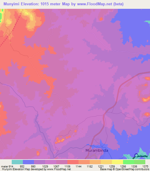 Munyimi,Zimbabwe Elevation Map