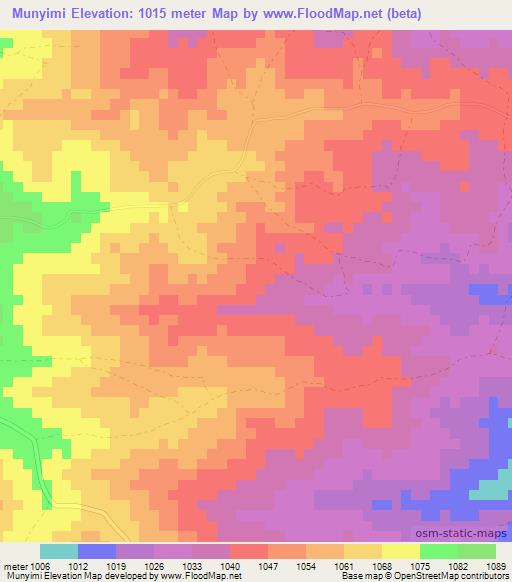 Munyimi,Zimbabwe Elevation Map