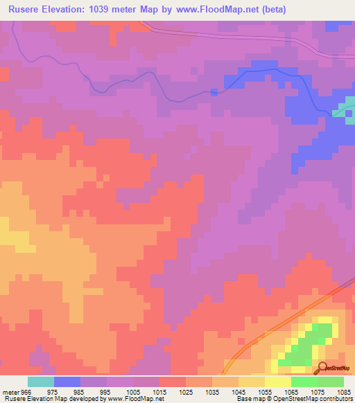 Rusere,Zimbabwe Elevation Map