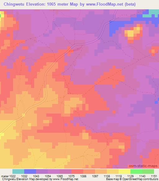 Chingwetu,Zimbabwe Elevation Map
