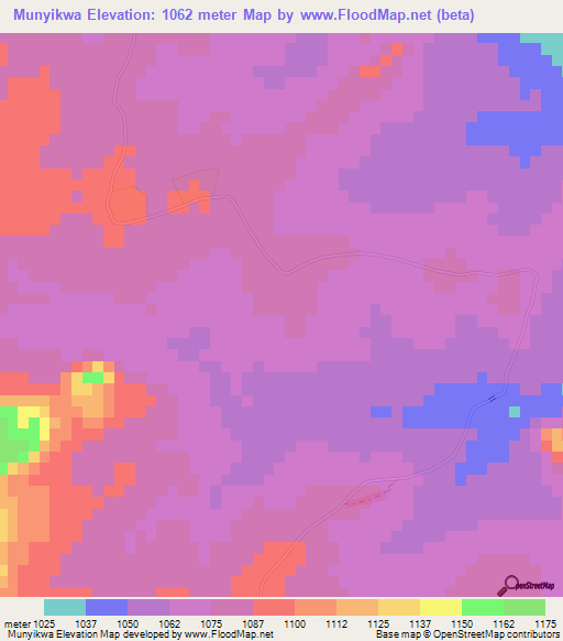 Munyikwa,Zimbabwe Elevation Map