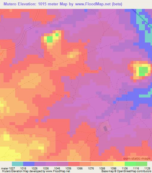 Mutero,Zimbabwe Elevation Map