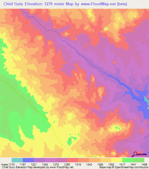 Chief Gutu,Zimbabwe Elevation Map