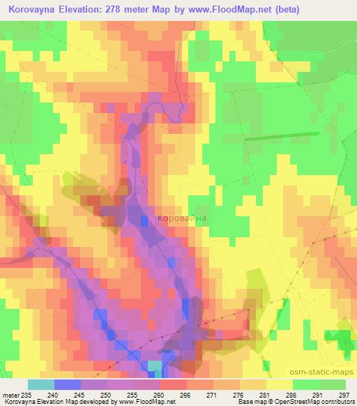 Korovayna,Ukraine Elevation Map