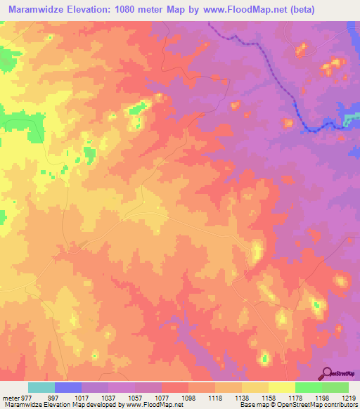 Maramwidze,Zimbabwe Elevation Map
