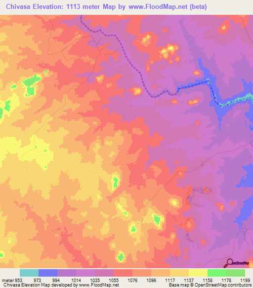 Chivasa,Zimbabwe Elevation Map